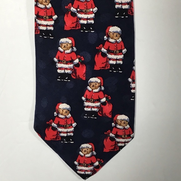 Addiction Santa Teddy Bear 100% Silk Tie - Picture 2 of 7